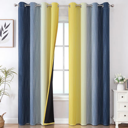 Estelar Textiler Beige and Greyish White Blackout Curtains for Living Room, Full Room Darkening Gradient Drapes for Bedroom, Thermal Insulated Ombre Grommet Curtains for Dining Room,52Wx84L,2 Panels