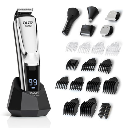 Beard Trimmer, 21 Piece All-in-One Mens Grooming Kit and Hair Clipper, Nose, Ear,Body and Face, Electric Razor with USB Recharge Dock