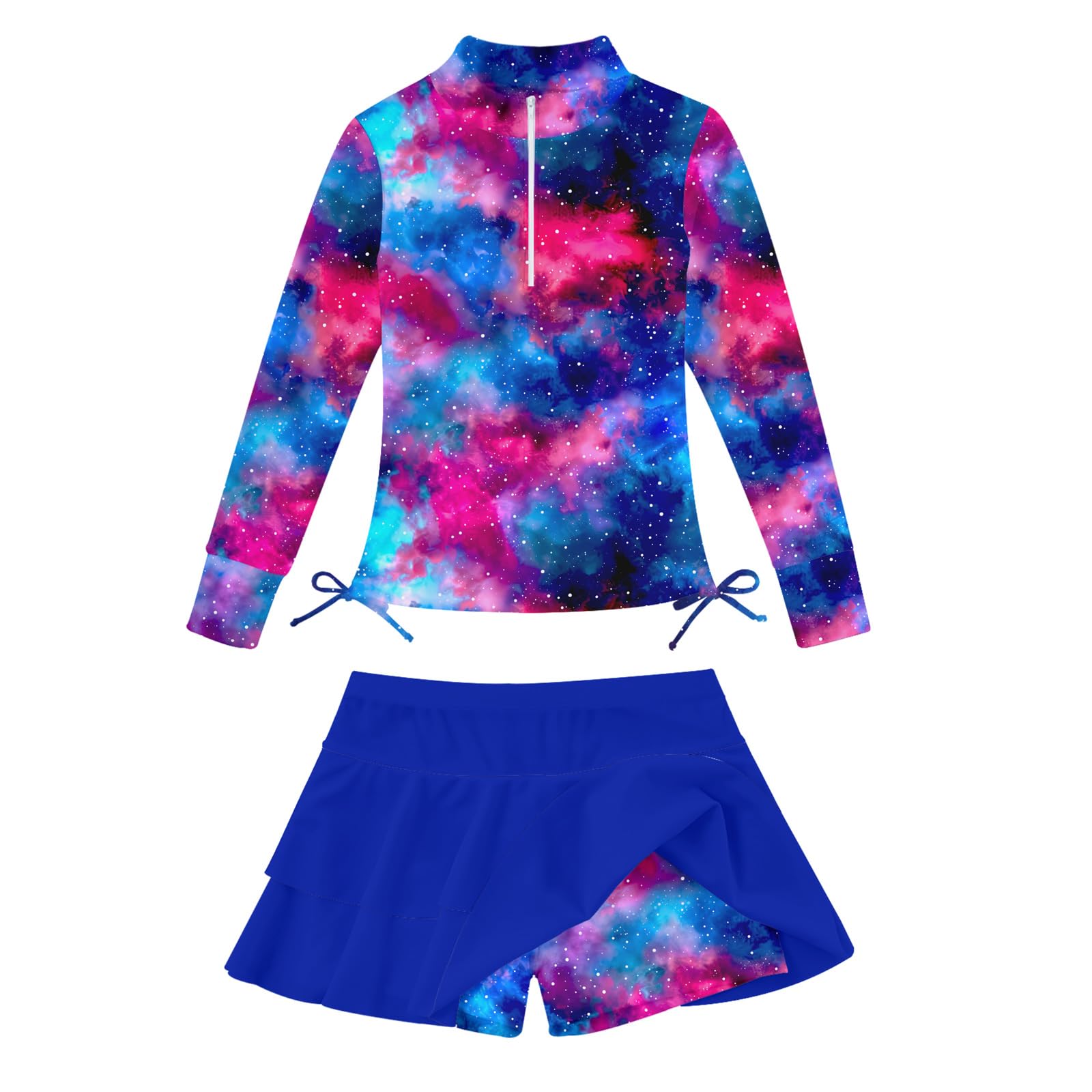 Vogseek 3-12T Girls Rash Guard 2 Pieces Bathing Suit Long Sleeve Swimsuit Swimming Skirt with Shorts Swimwear