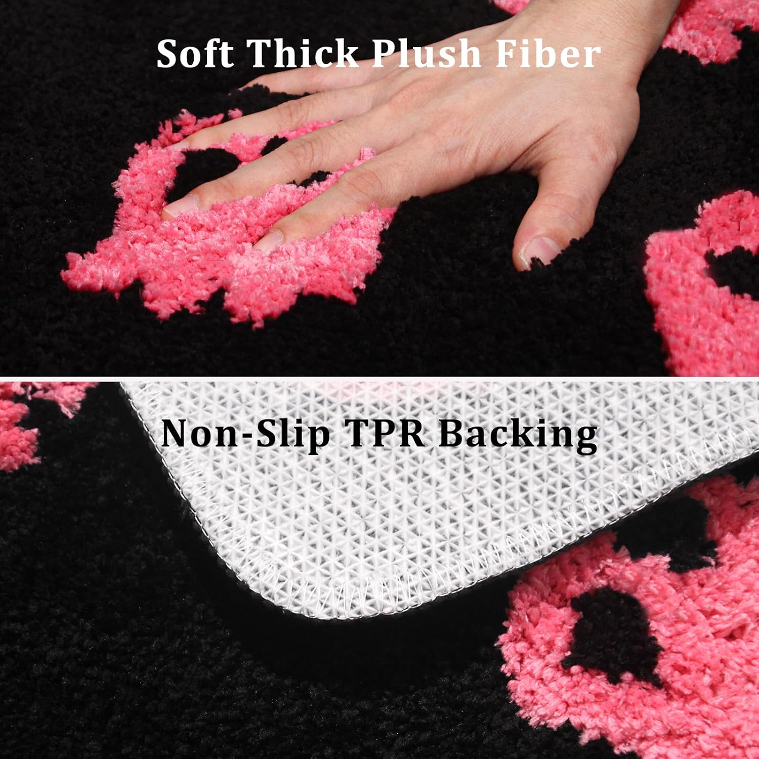 Black Halloween Bath Mat – Cute Ghost Decor Mat Non-Slip Black Bathroom Rug Soft Spooky Bath Rug for Shower, Bedroom, Living Room