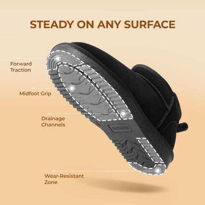 DREAM PAIRS Ankle Winter Mini Boots for Women Genuine Suede Faux Fur Lining Water Resistant Warm Snow Boots Slip On Memory Foam Comfort Booties FuzzyClassic