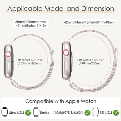 Original Milanese Loop Band Compatible with Apple Watch 38mm 40mm 41mm 42mm 44mm 45mm 46mm 49mm - Women & Men Magnetic Closure Adjustable Metal Strap for iWatch Series 11 10 9 8 7 6 5 4 SE2 3 Ultra2 3