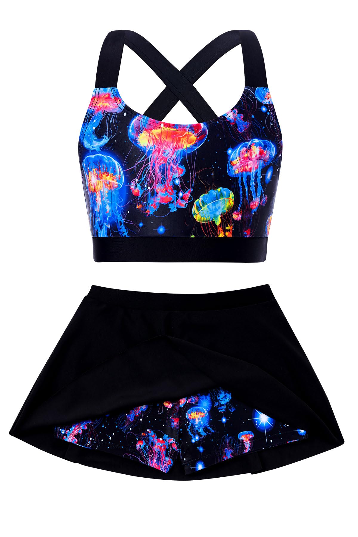 Cutemile Little Girls Two Piece Tankini Swimsuit Summer Boyshort Bathing Suit Beach Rash Guard Swimwear 6-13 Years