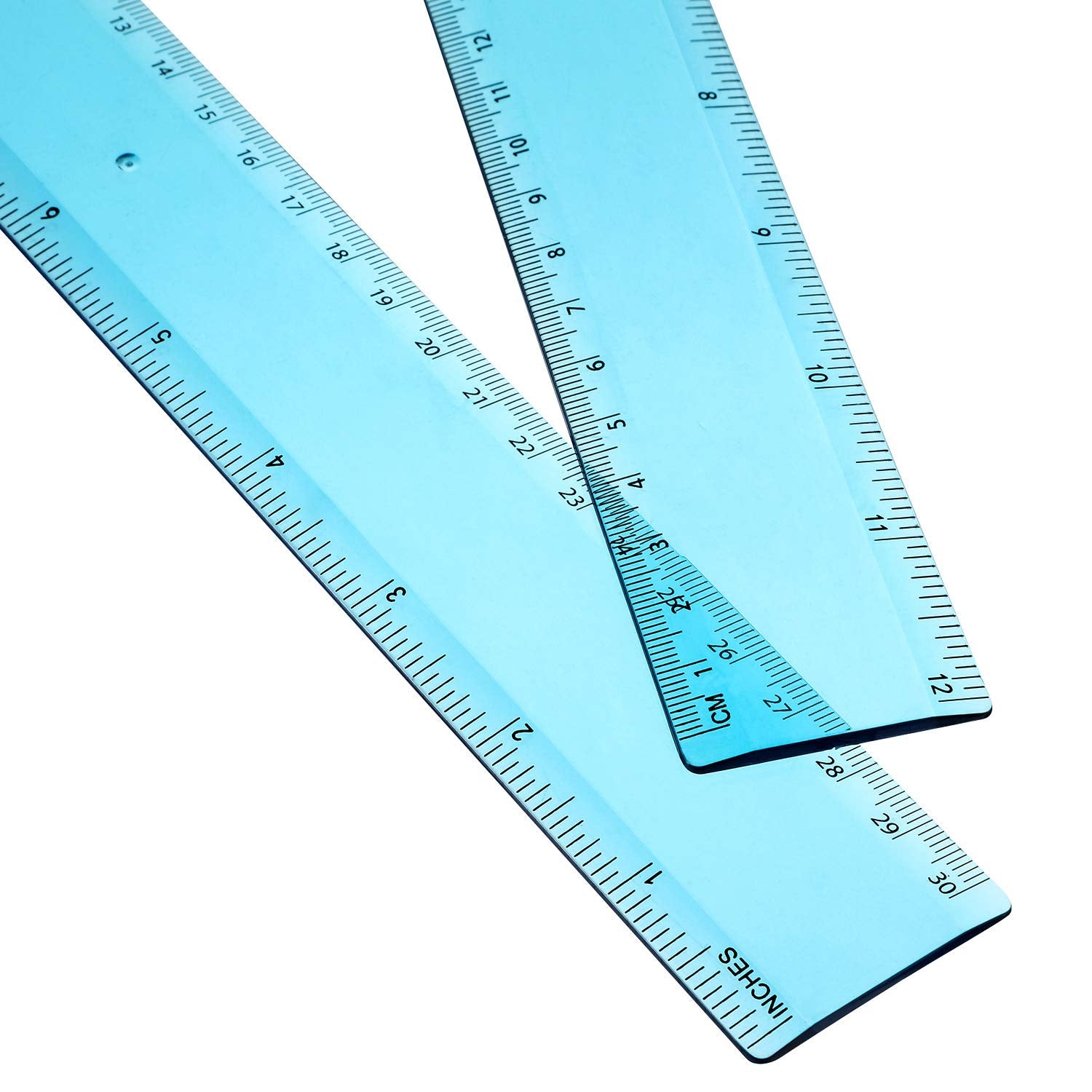 EBOOT 2 Pack Plastic Ruler Straight Ruler Plastic Measuring Tool for Student School Office (Clear, 12 Inch)