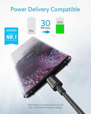 Anker USB C to USB C Cable, Type C 60W Fast Charging Cable (6FT, 2Pack) for iPhone 16 Series, iPad mini 6 and More (Black)