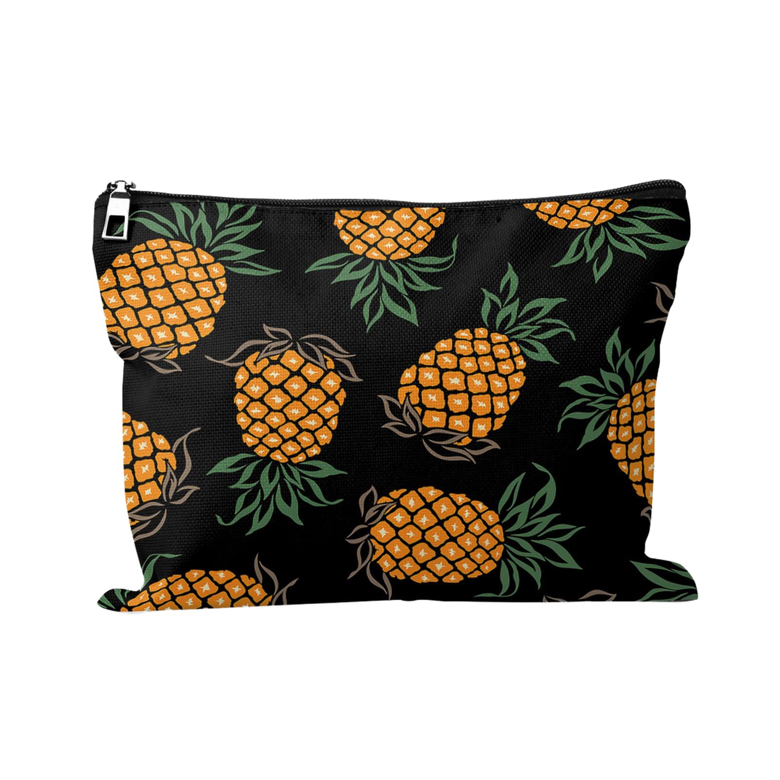 Cafl Hawaiian Palm Leaf Makeup Bag Tropical Palm Trees Cosmetic Bag Zipper Pouch Large Toiltry Bag Travel Linen Make Up Organizer Purse for Women 10×8Inch