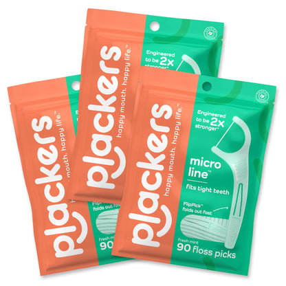 Plackers Micro Line Dental Floss Picks, Fold-Out FlipPick, Tuffloss, Easy Storage with Sure-Zip Seal, Fresh Mint Flavor, 300 Count
