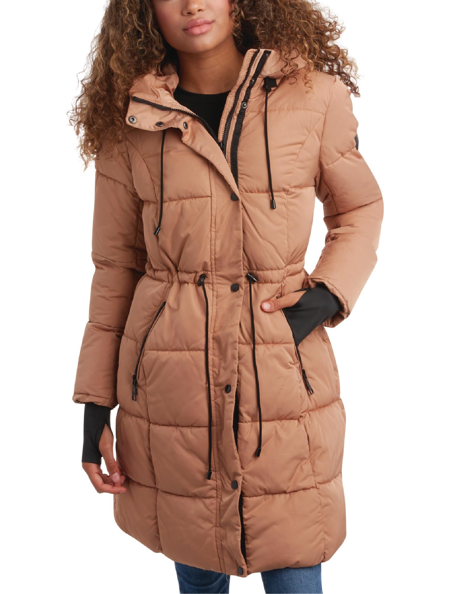 Steve Madden Womens Winter Coat - Insulated Long Hooded Quilted Parka Puffer Jacket - Warm Winter Jacket for Women