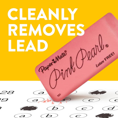 Paper Mate Pink Pearl Erasers, Medium, 24 Count