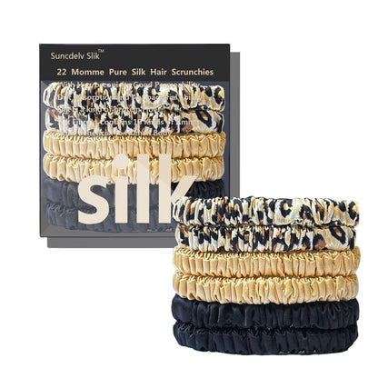 Silk Hair Towel, Friction-Resistant, Amino Acid-Rich, Durable, Breathable (6PCS(Bean Paste, Rose Gold, Rice White))