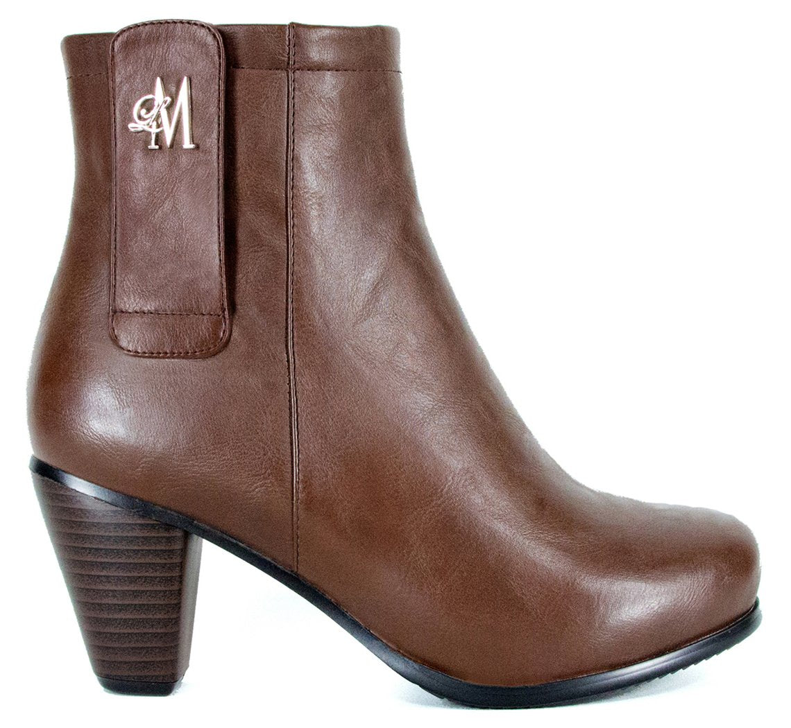 Llynda More Women's 'More Light' Faux Leather Comfortable Mid Heel Ankle Boot