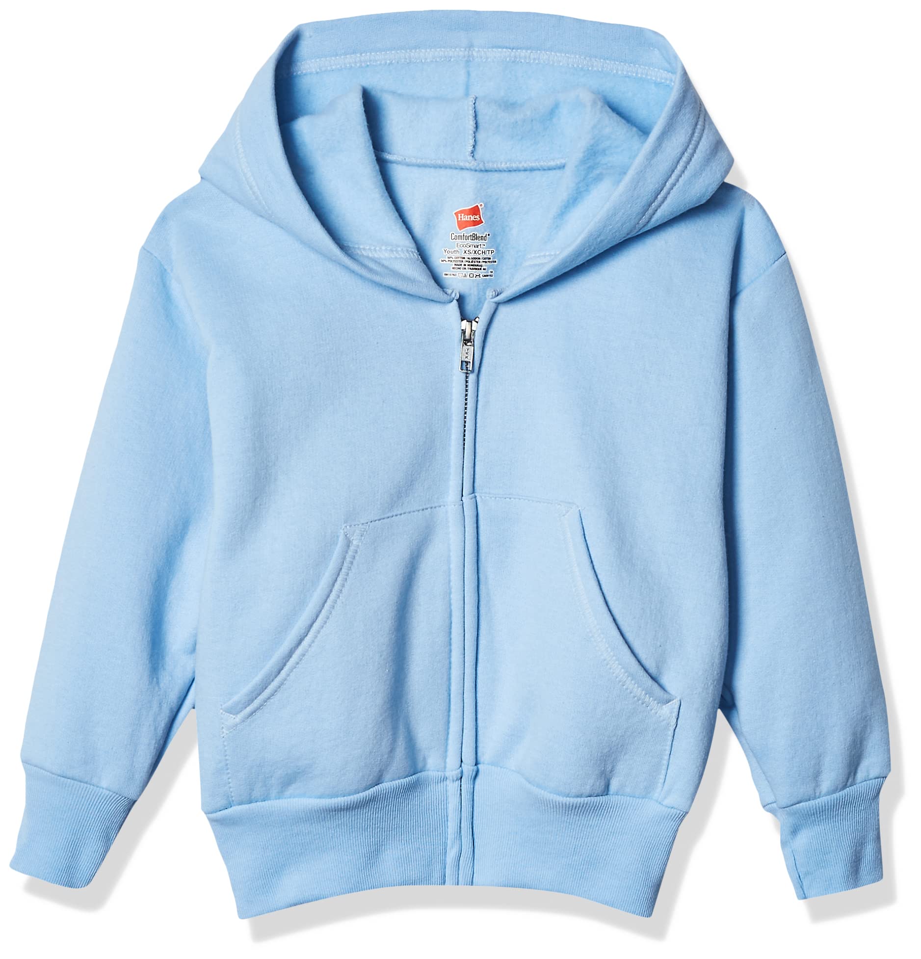 Hanes Boys' EcoSmart Full Zip Hooded Jacket, Navy, Large