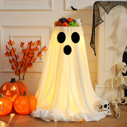 [Timer] Light Up Halloween Ghost Decorations, Set of 2 DIY Spooky Ghosts Crafts, Scary Ghost for Halloween Decor Indoor Home Mantel Shelf & Tabletop Decor