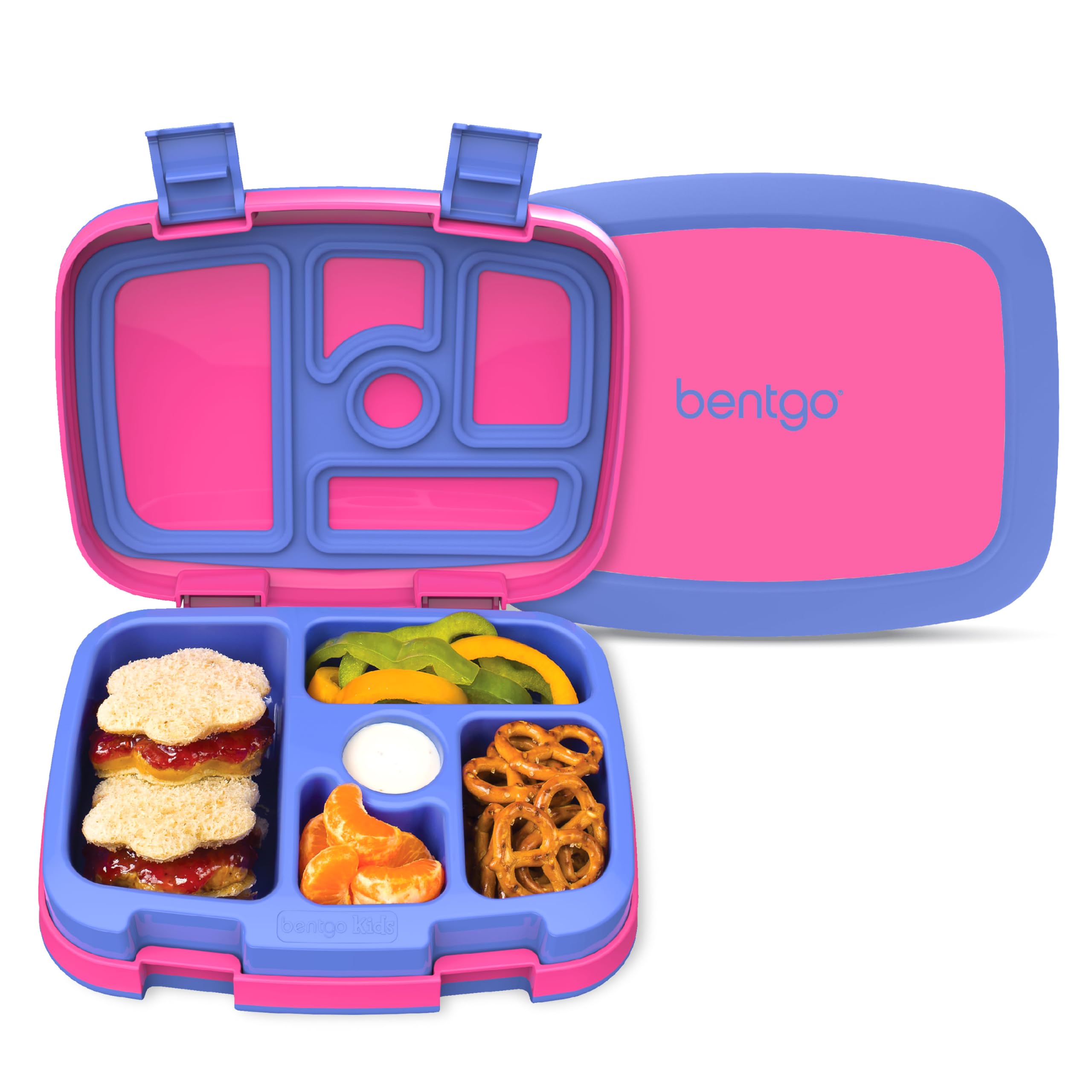 Bentgo Kids Bento-Style 5-Compartment Leak-Proof Lunch Box - Ideal Portion Sizes for Ages 3 to 7 - Durable, Drop-Proof, Dishwasher Safe, PFAS & BPA-Free & Made with Food-Safe Materials (Orange)