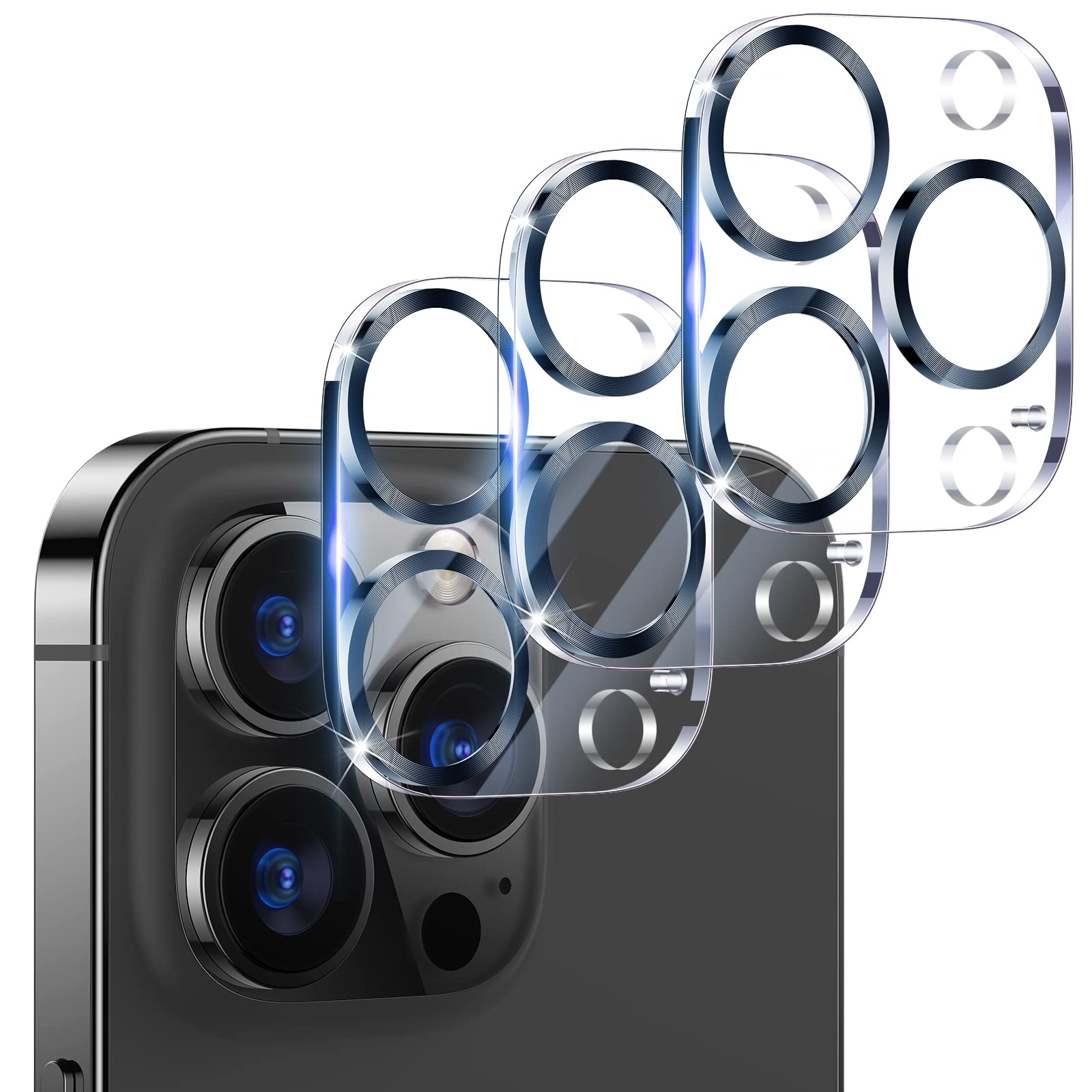 UniqueMe Compatible for 3 Pack iPhone 17 Pro Camera Lens Protector - [Drop Protection] 9H Tempered Glass Camera Cover Screen [Update New Version]【Not for 17 Pro Max】