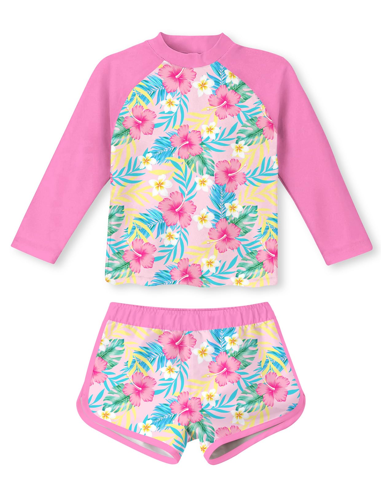 Vogseek Girls Rash Guard Two Pieces Swimsuit Long Sleeve Bathing Suit for 3-10 Years