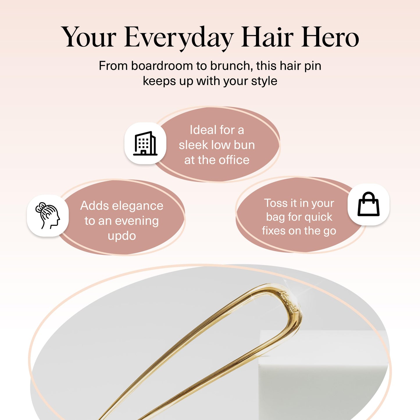 Kitsch Metal French Hair Pin for Women - Elegant Hair Accessories, Ideal for Buns & French Twist, Designed for a Secure, Comfortable Fit | Ideal Gifts for Women - Hematite