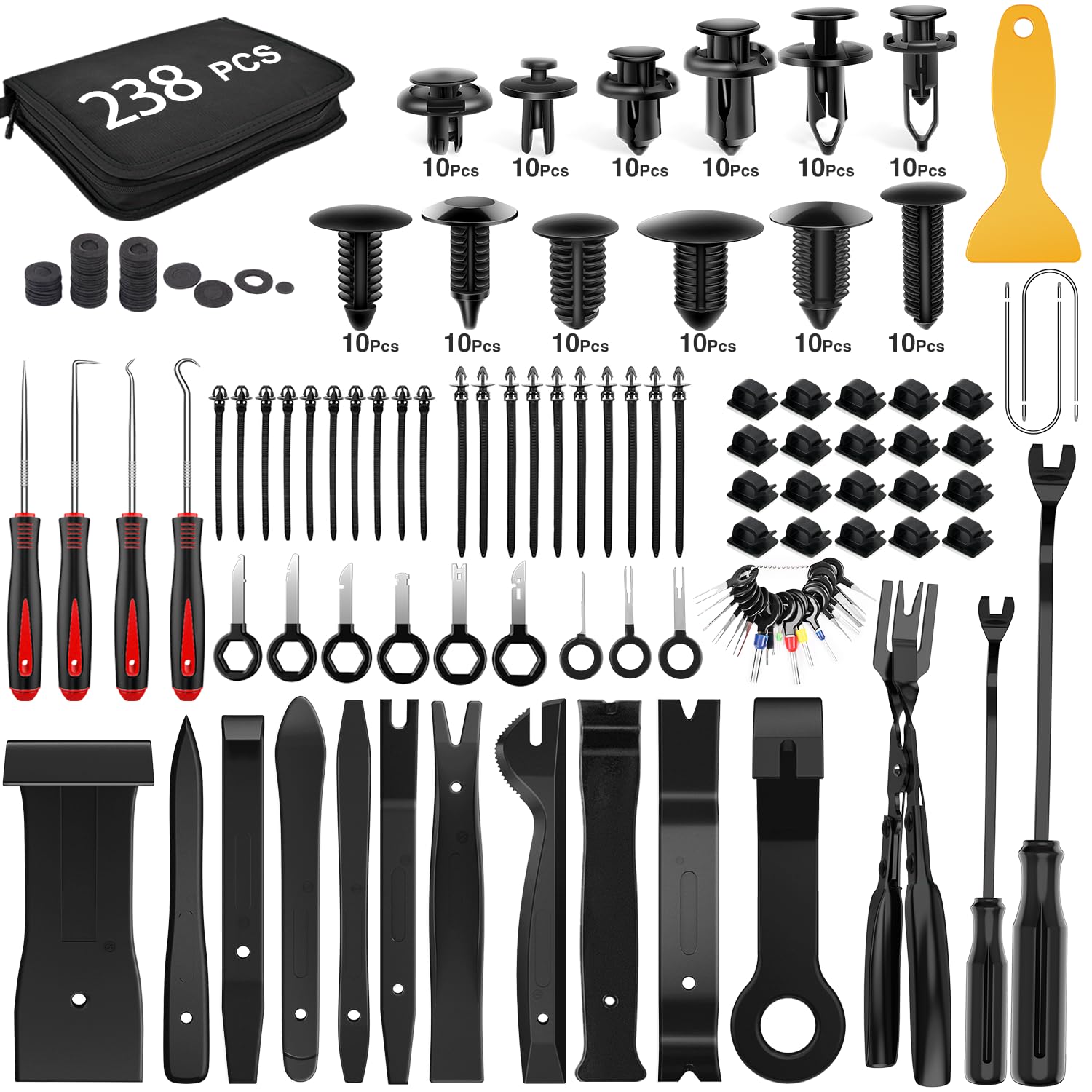 GOOACC - GRC-33 240PCS Bumper Retainer Clips Car Plastic Rivets Fasteners Push Retainer Kit Most Popular Sizes Auto Push Pin Rivets Set -Door Trim Panel Fender Clips for GM Ford Toyota Honda Chrysler
