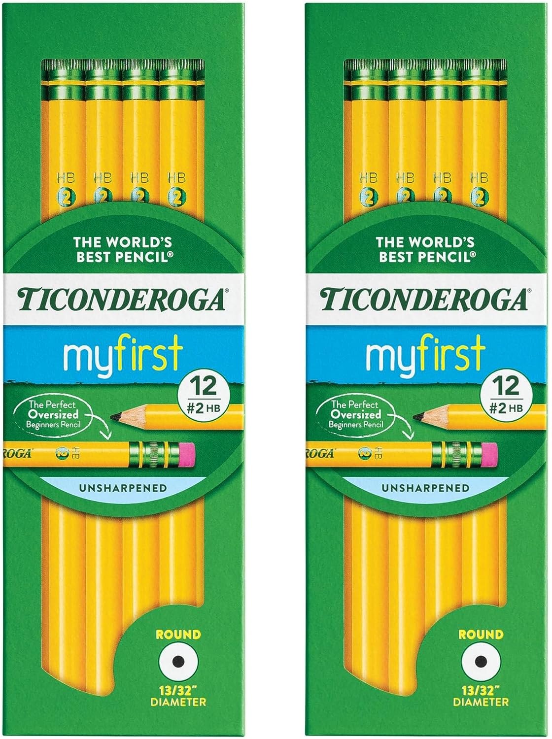 Ticonderoga® Beginners' Elementary Pencils, With Eraser, #2 Lead, Yellow Barrel, Pack Of 12
