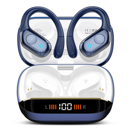 Wireless Earbuds Bluetooth 5.4 Headphones 75H Stereo Deep Bass Sports Over Ear Buds with Earhooks, LED Display Bluetooth Earbuds with 4 ENC Mic, IP7 Waterproof Earphone for Running, Black