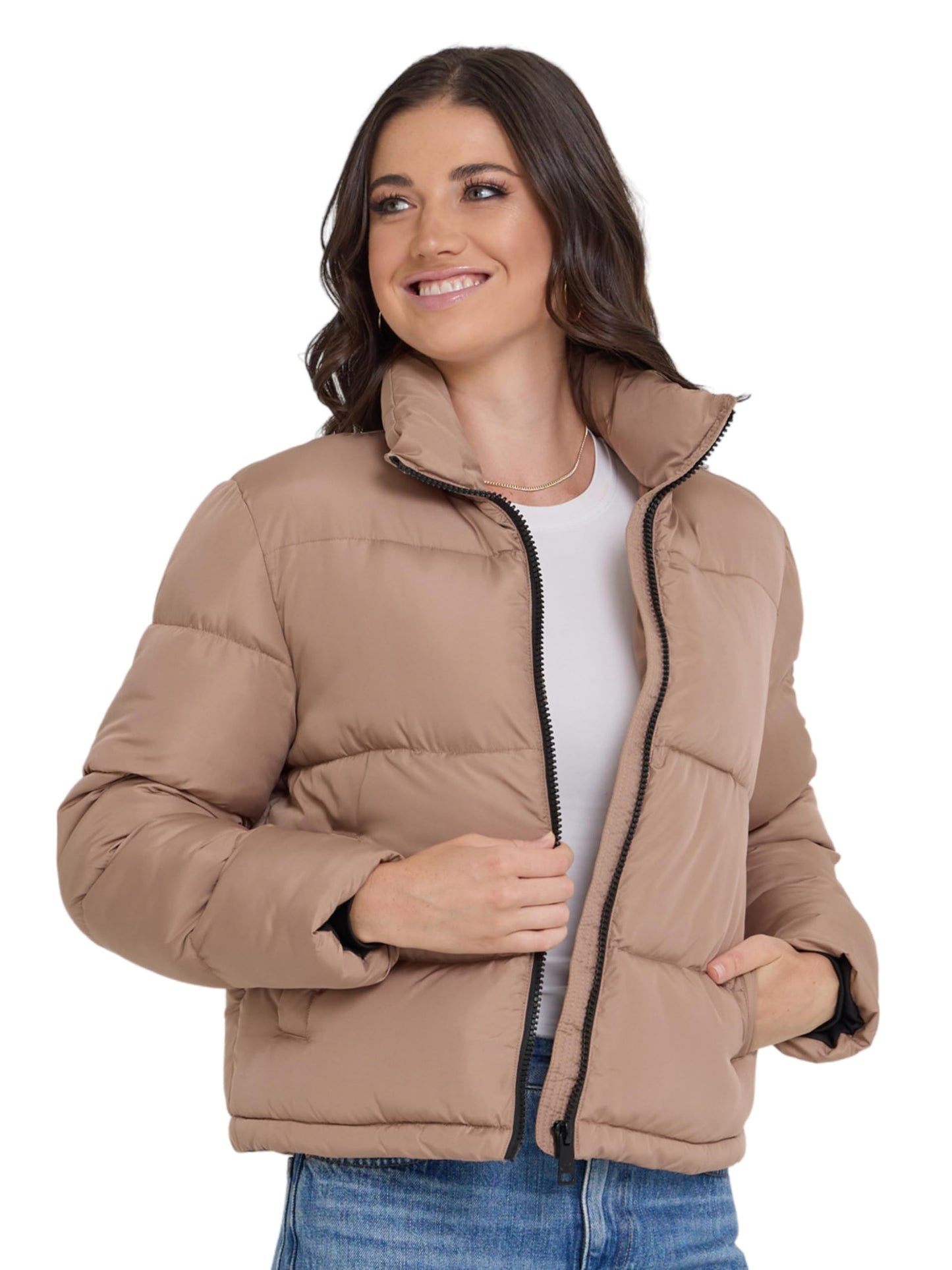 Steve Madden Cropped Puffer Jacket, Warm Winter Coats for Women, Trendy Cute Winter Jackets for Women