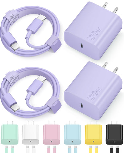 iPhone 16 15 Charger Fast Charging Type C Chargers USB C Charger Block iPhone 16 Chargers with 2 Pack 6FT Cable for iPhone 16/16 Plus/16 Pro/16 Pro Max/iPhone 15/15 Pro Max/iPad Pro/AirPods
