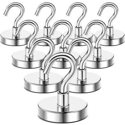 DIYMAG Magnetic Hooks, 30lbs+ Magnet Hook 2025 Cruise Cabin Ship Essentials Heavy Duty Strong Magnets Refrigerator Fridge Hanging for Classroom Beach Vacation Kitchen Grills Home 20 Pack (Silver)