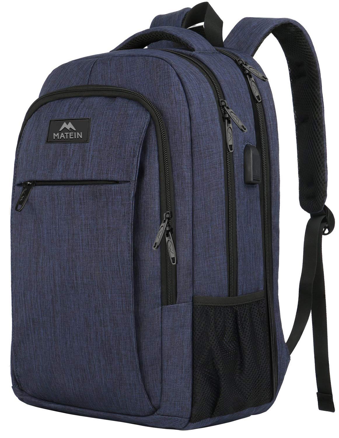 MATEIN Travel Laptop Backpack, Business Anti Theft Slim Sturdy Laptops Backpack with USB Charging Port, Water Resistant College School Computer Bag Gift for Men & Women Fits 15.6 Inch Notebook, Grey