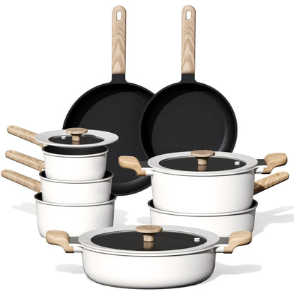 CAROTE Nonstick Pots and Pans, Induction Cookware Set 16pcs Kitchen Cooking Sets, Pot and Pan Non Stick w/Frying pan (PFOS, PFOA Free)