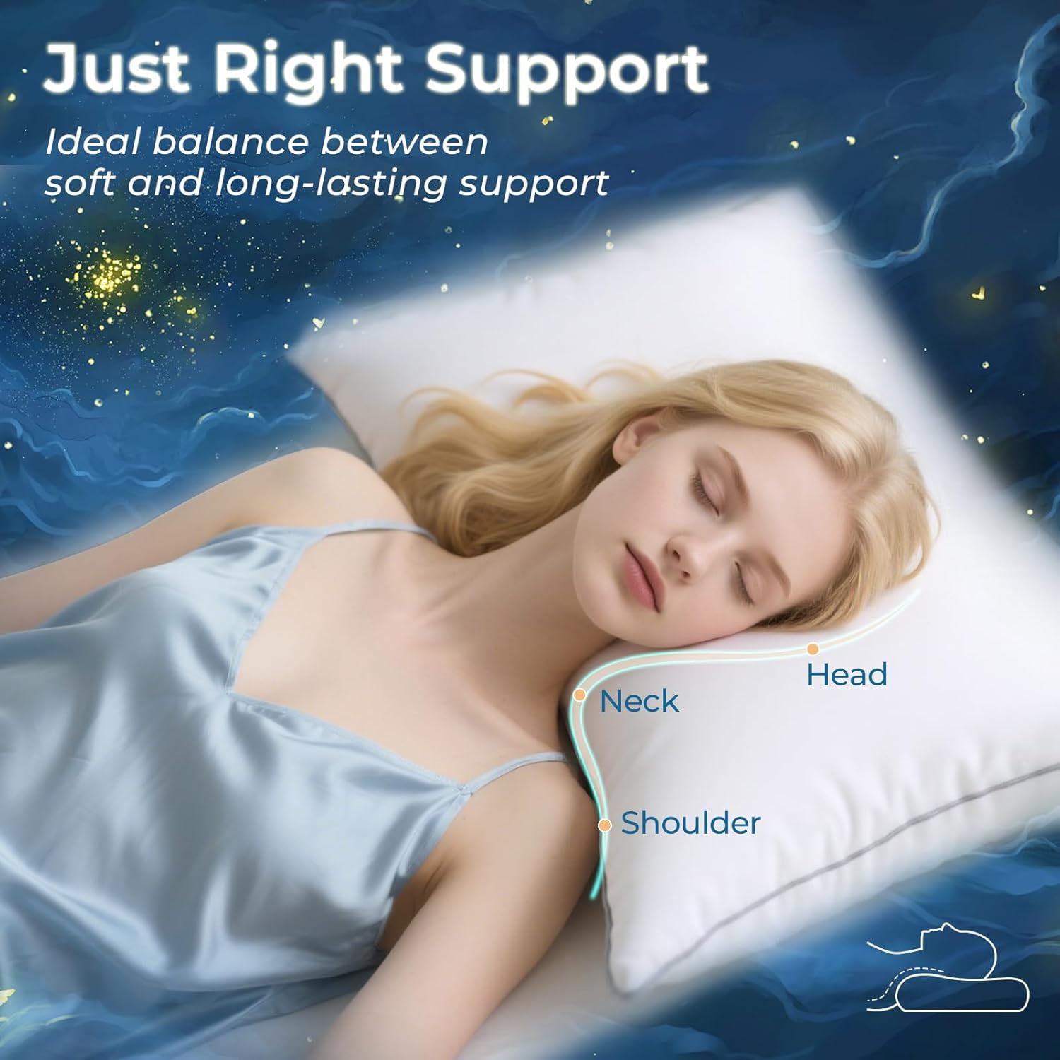 Sasttie Pillows Standard Size Set of 4, Full Size Bed Pillows for Side, Back, and Stomach Sleepers - Oeko-Tex Certified Down Alternative Plump Filling - Hotel Quality and Machine Washable, 4 Pack