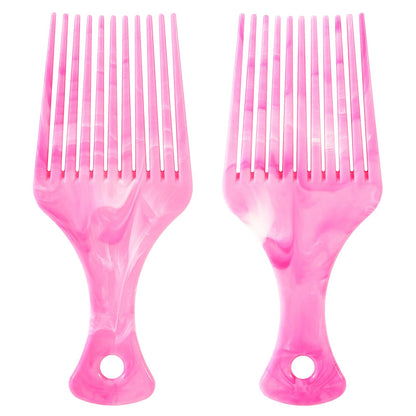 2 Pcs Hair Pick Wide Tooth Lift Hair Comb for Hair Styling Detangling Plastic Afro Pick for Women Men
