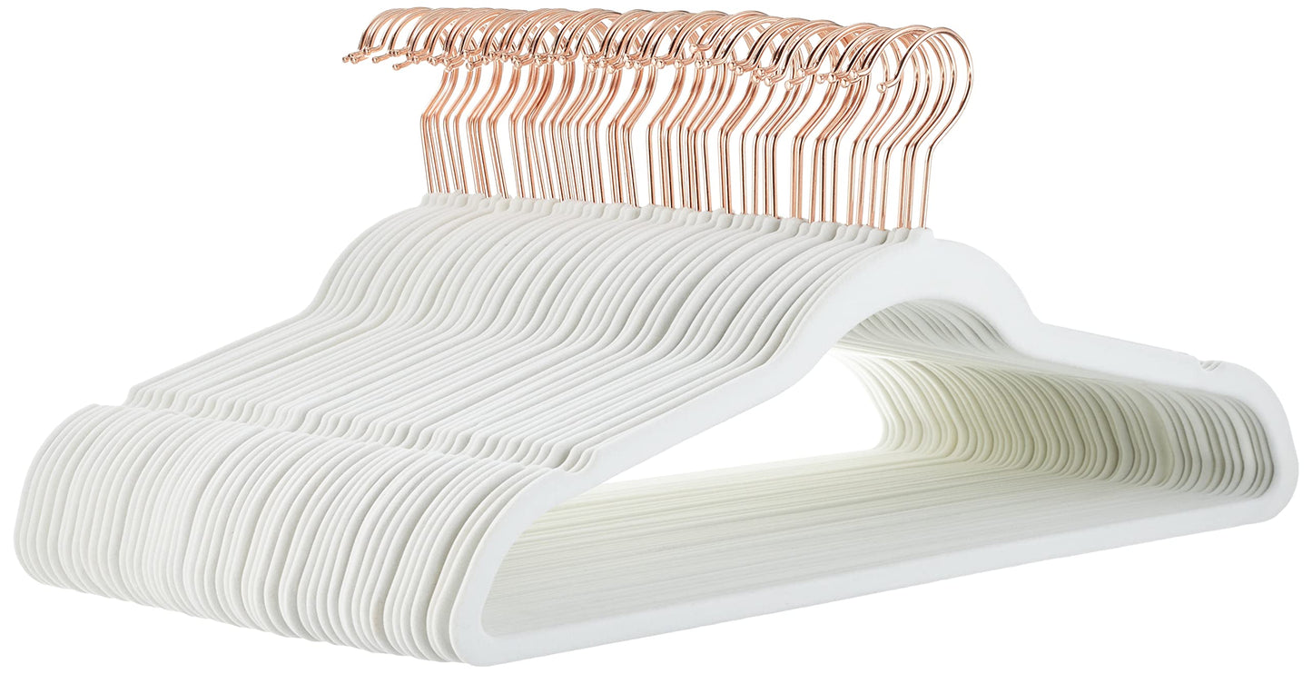 Amazon Basics Slim, Velvet, Non-Slip Suit Clothes Hangers, Pack of 50, Black