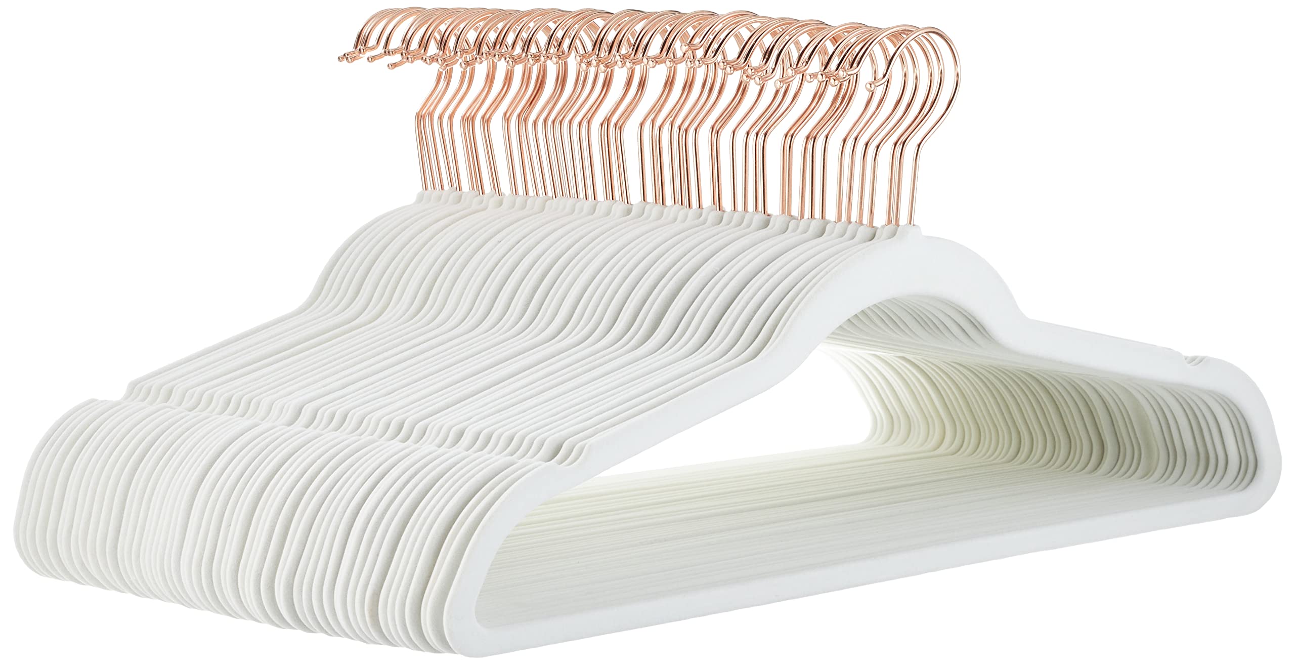 Amazon Basics Slim, Velvet, Non-Slip Suit Clothes Hangers, Pack of 50, Black