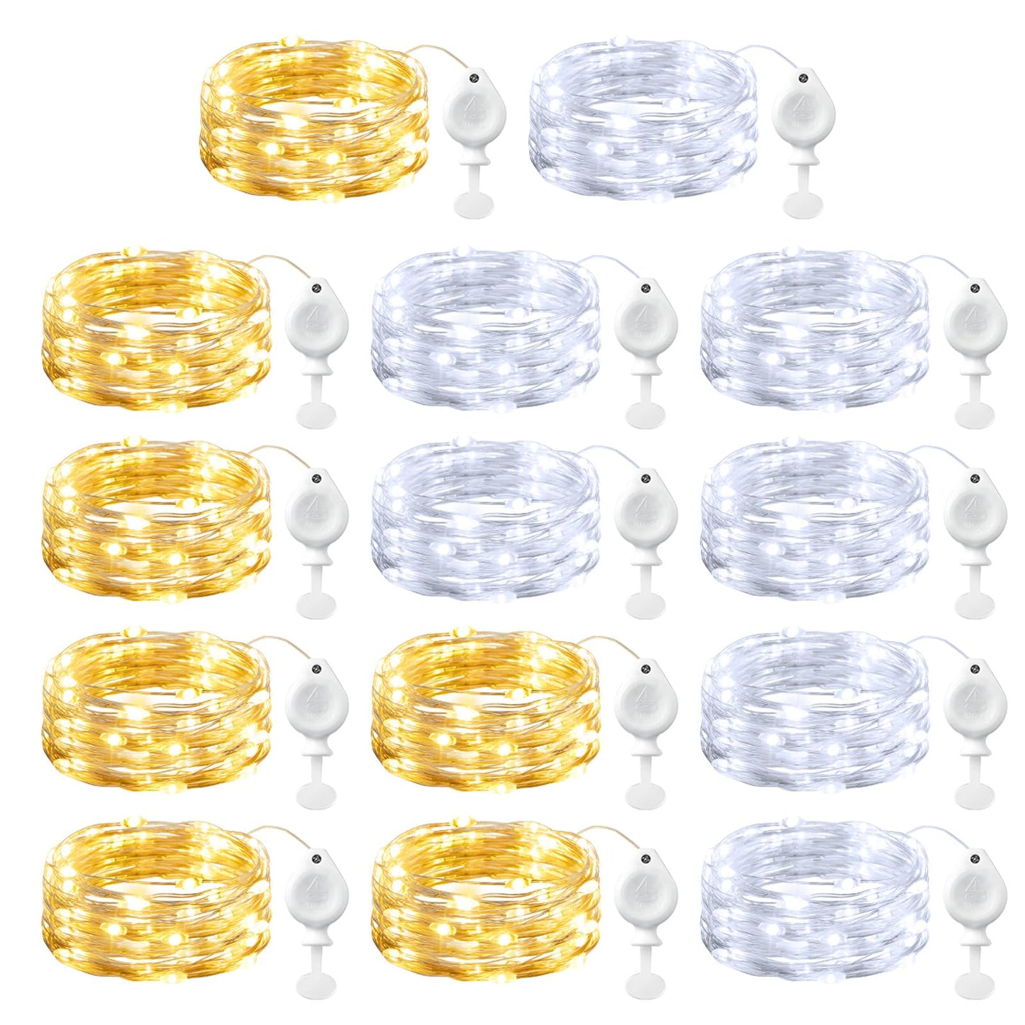 Brightown 14 Pack LED Fairy Lights Battery Operated String Lights, 7ft 20LED Waterproof Silver Wire String Lights, Firefly Starry Moon Lights for Mason Jars DIY Christmas Wedding Party Bedroom