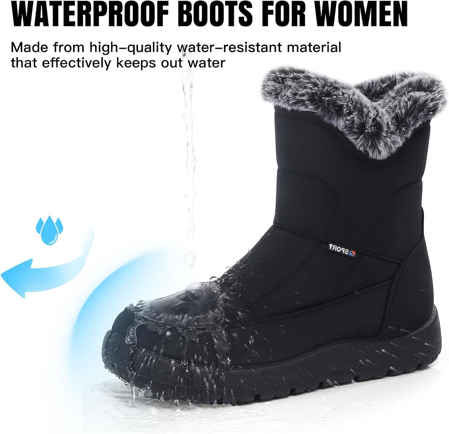 SHIBEVER Women's Snow Boots Winter: Waterproof Fur Lined Anti-Slip Ankle Booties Outdoor Comfortable Warm Women Snow Boot