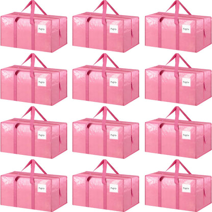 6 Pack Extra Heavy Duty Large Moving Bags with Strong Zipper & Comfortable Handles, Sturdy & Durable Clothes Storage Bags Totes Bins, Blue Packing Moving Boxes for College Supplies, Dark Blue