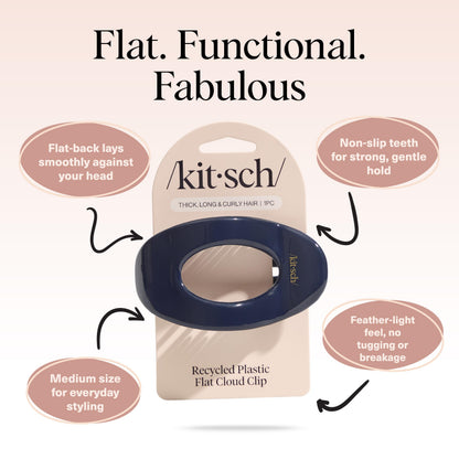 Kitsch Medium Flat Claw Clips for Women - Stylish Flat Hair Clips, Strong Hold for Thick & Fine Hair | Non-Slip for Secure, Comfortable All-Day Wear | Ideal Gifts for Women - Tortoise Design