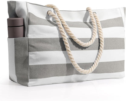 Beach Bag for Women Large Waterproof Pool Bag with Zipper, Sandproof Canvas Travel Tote Bags Gifts for Women
