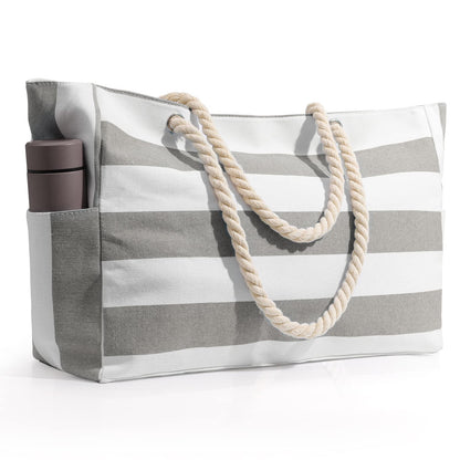 Beach Bag for Women Large Waterproof Pool Bag with Zipper, Sandproof Canvas Travel Tote Bags Gifts for Women