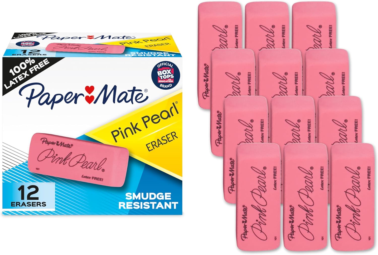 Paper Mate Erasers | Pink Pearl Large Erasers 12 Count