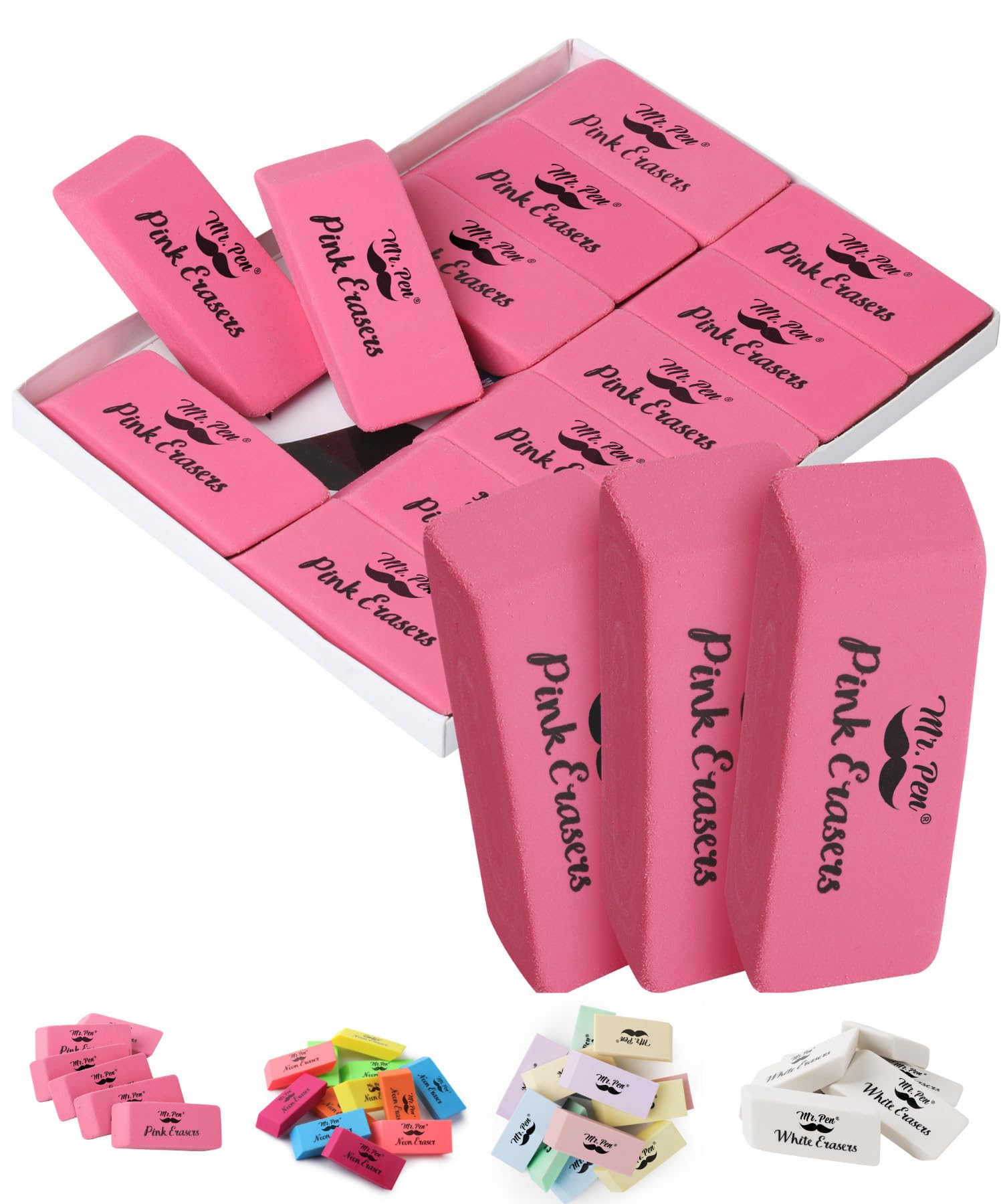 Mr. Pen- Pink Pencil Erasers, 48 Pack, Pink Erasers, Eraser, Erasers for Drawing Eraser Pencil, Pencil Erasers, Back to School Supplies