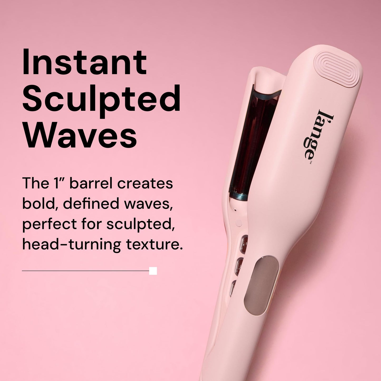 L'ANGE Hair SculptWaver Titanium Deep Wave Crimper | Modern Crimper for Easy, Uniform Waves & Sculpted Texture | Negative Ion Technology for Frizz-Free Shine & Smooth Hair (Blush - Large)