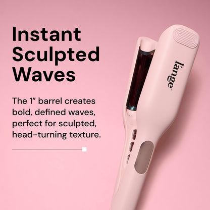 L'ANGE Hair SculptWaver Titanium Deep Wave Crimper | Modern Crimper for Easy, Uniform Waves & Sculpted Texture | Negative Ion Technology for Frizz-Free Shine & Smooth Hair (Blush - Large)