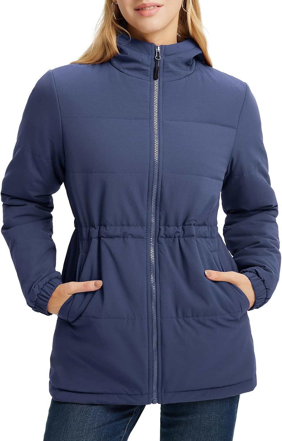 baleaf Women's Wnter Coat Long Puffer Jacket Quilted Jackets with Hood Warm Running Insulated Hiking Snow