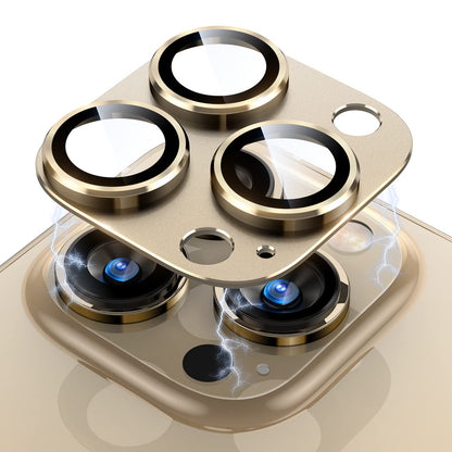 Uyiton Compatible with iPhone 17 Pro Max Camera Lens Protector - [Not Easy to Break][Strong Adsorption][Case-Friendly] Metal Tempered Glass Rear Camera Screen Cover - Deep Blue