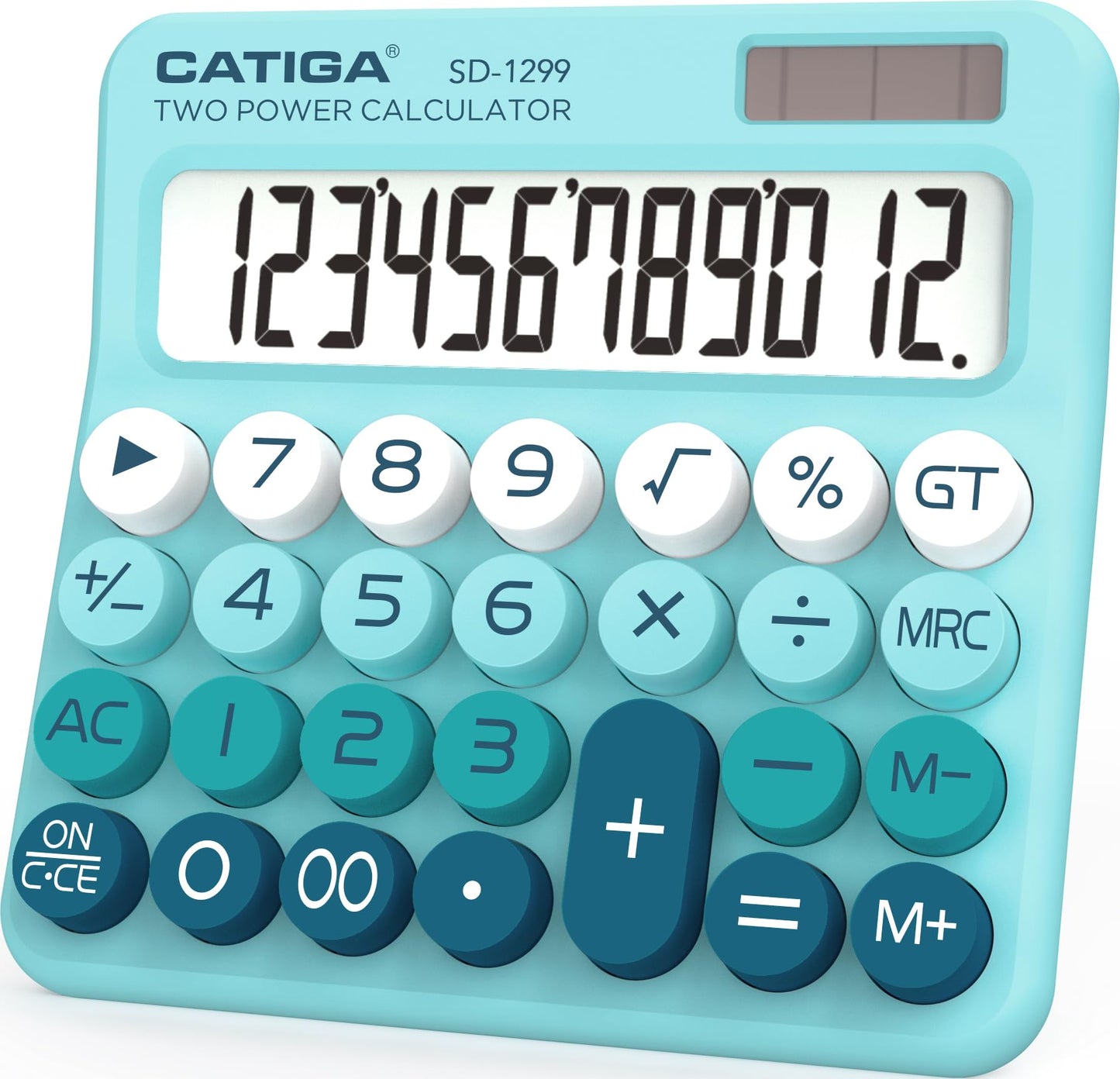 CATIGA Desktop Calculator 8 Digit with Solar Power and LCD Display, Big Buttons, for Home, Office, School, Class and Business, 4 Function Small Basic Calculators for Desk, CD-8185