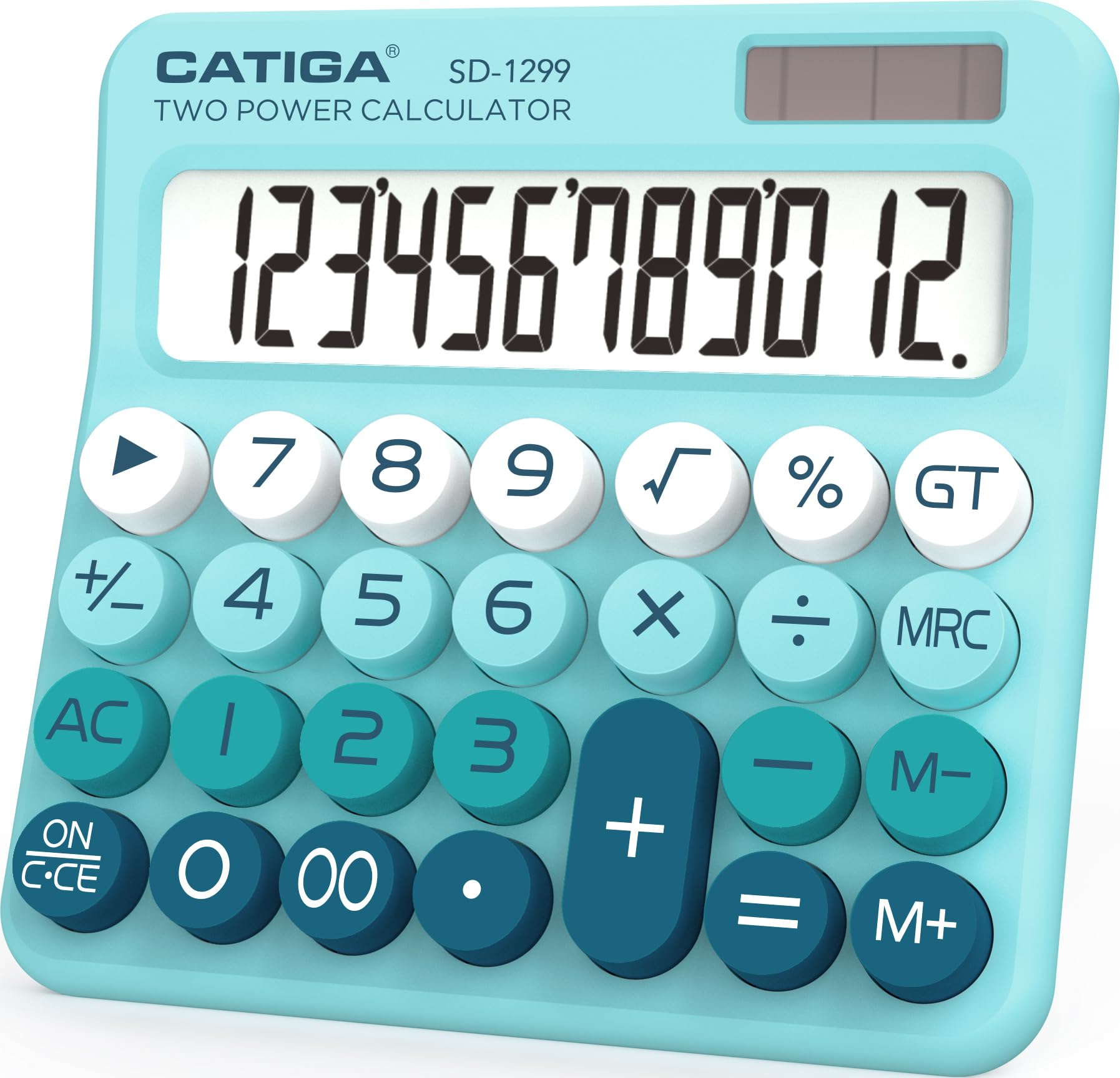 CATIGA Desktop Calculator 8 Digit with Solar Power and LCD Display, Big Buttons, for Home, Office, School, Class and Business, 4 Function Small Basic Calculators for Desk, CD-8185