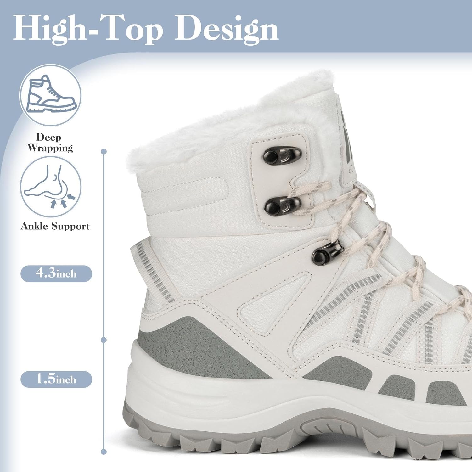 Mishansha Women's Winter Snow Boots Waterproof Warm Fur Lined Ankle Hiking Boot Non-Slip Outdoor Cold Weather Shoes