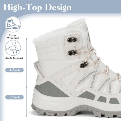 Mishansha Women's Winter Snow Boots Waterproof Warm Fur Lined Ankle Hiking Boot Non-Slip Outdoor Cold Weather Shoes