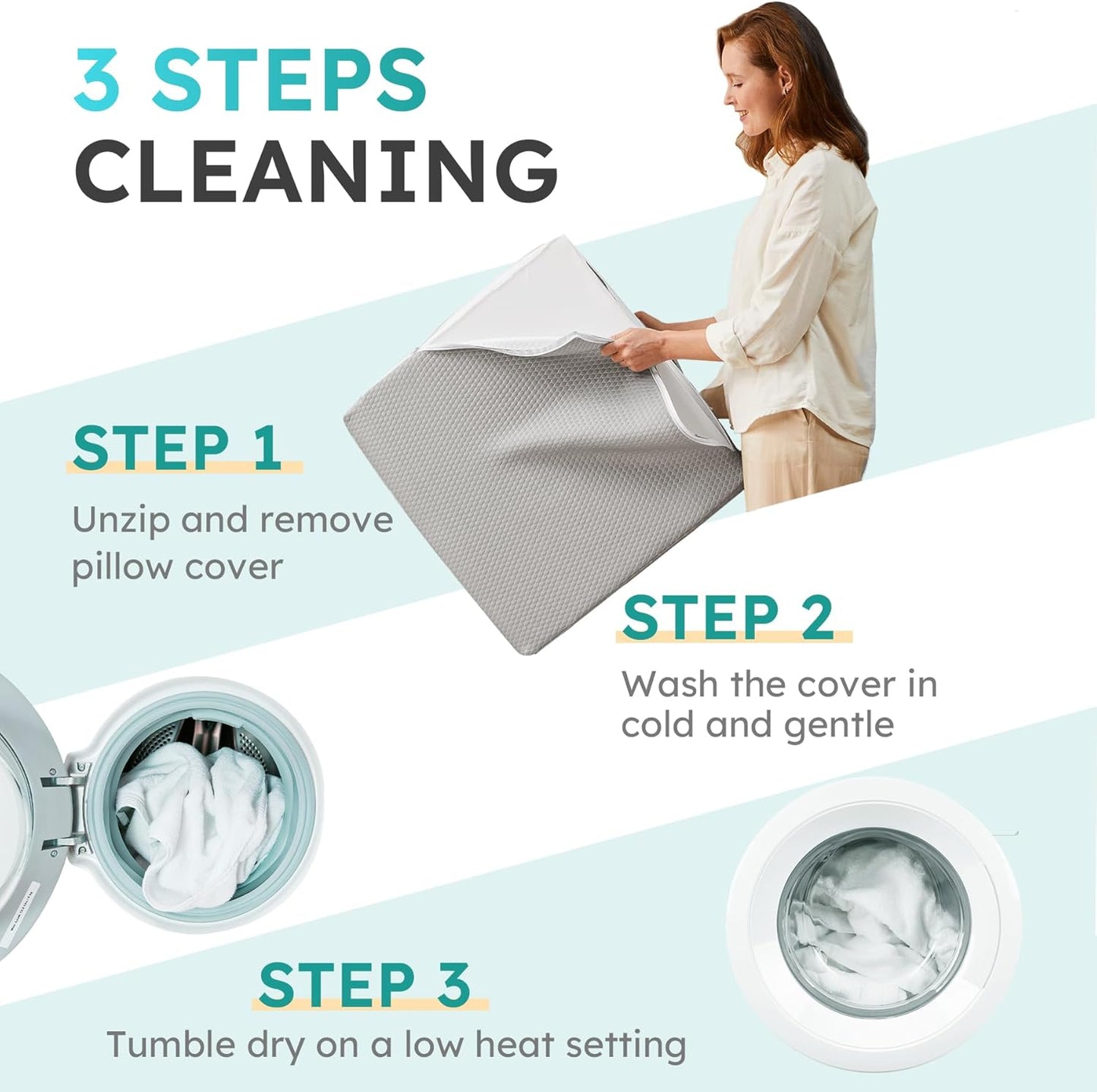 Bedluxe Wedge Pillow,10 inch Bed Wedge Pillow for Headboard, Pillow Wedge for Acid Reflux Relief, Sleeping, After Surgery, Snoring, Gerd, Triangle Pillow Wedge - Cooling Memory Foam Top, Grey